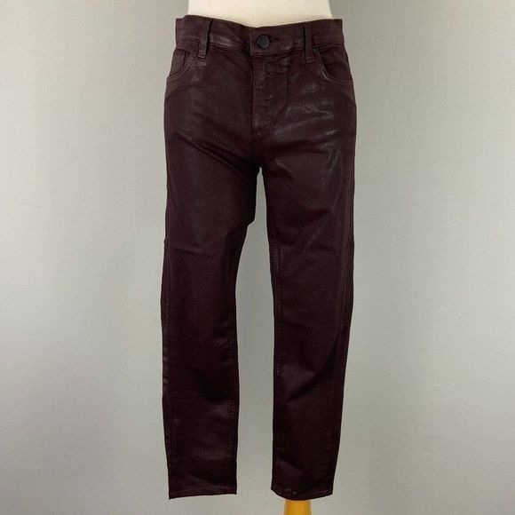 NWOT TOPSHOP MOTO Coated Leigh Plum Wash Pants - Picture 2 of 10